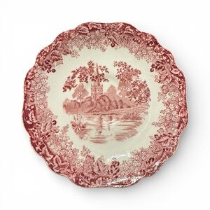 J&G Meakin "Romantic England" red transferware saucer Vintage